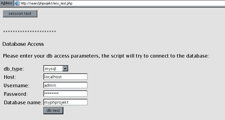 Entering PHProjekt Database Information