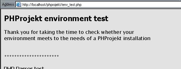 PHProjekt Enviroment Test